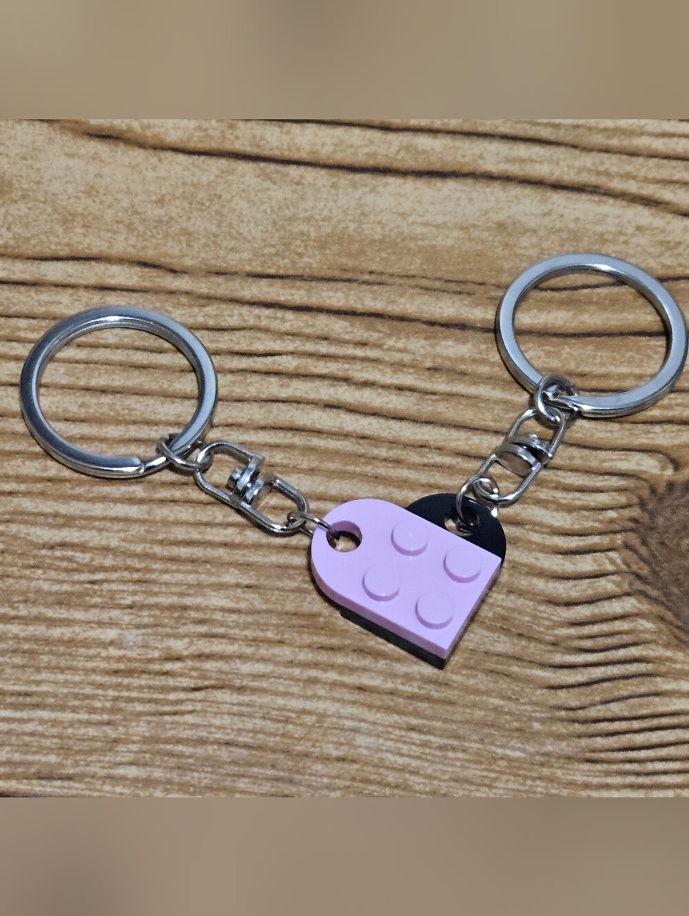 Interlocking Brick Paired Key Rings Heart Best Friends - Picture 2 of 5